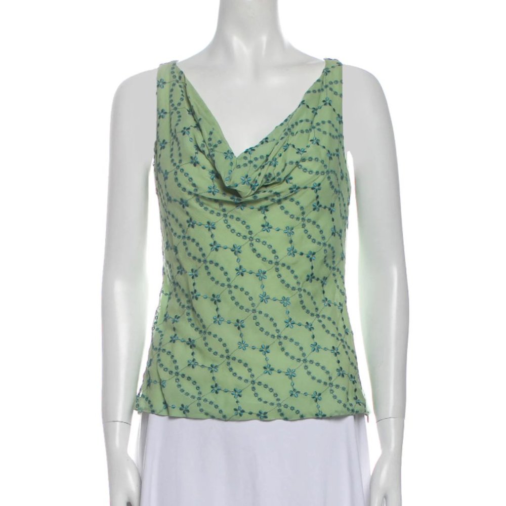 Vintage Valentino embroidered floral cowl neck top